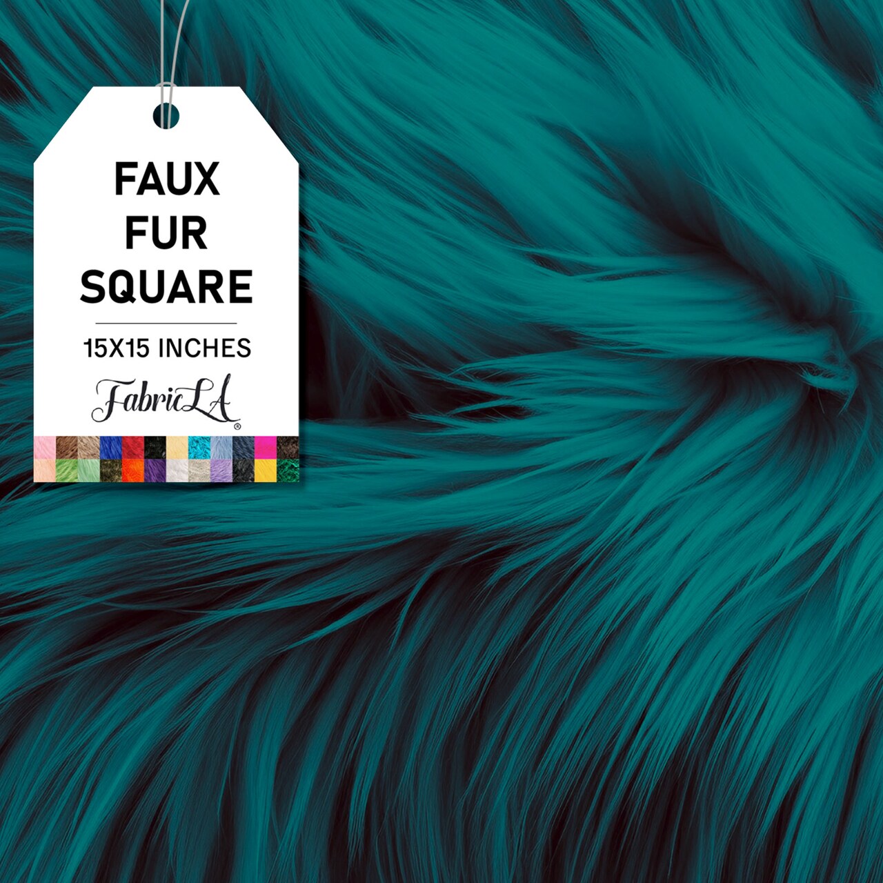 FabricLA | Faux Fur Fabric Square | 15" X 15" Inch Wide Pre-Cut Shaggy | Fake Fur Fabric | DIY, Craft Fur Decoration, Fashion Accessory, Hobby | Dk Turquoise
